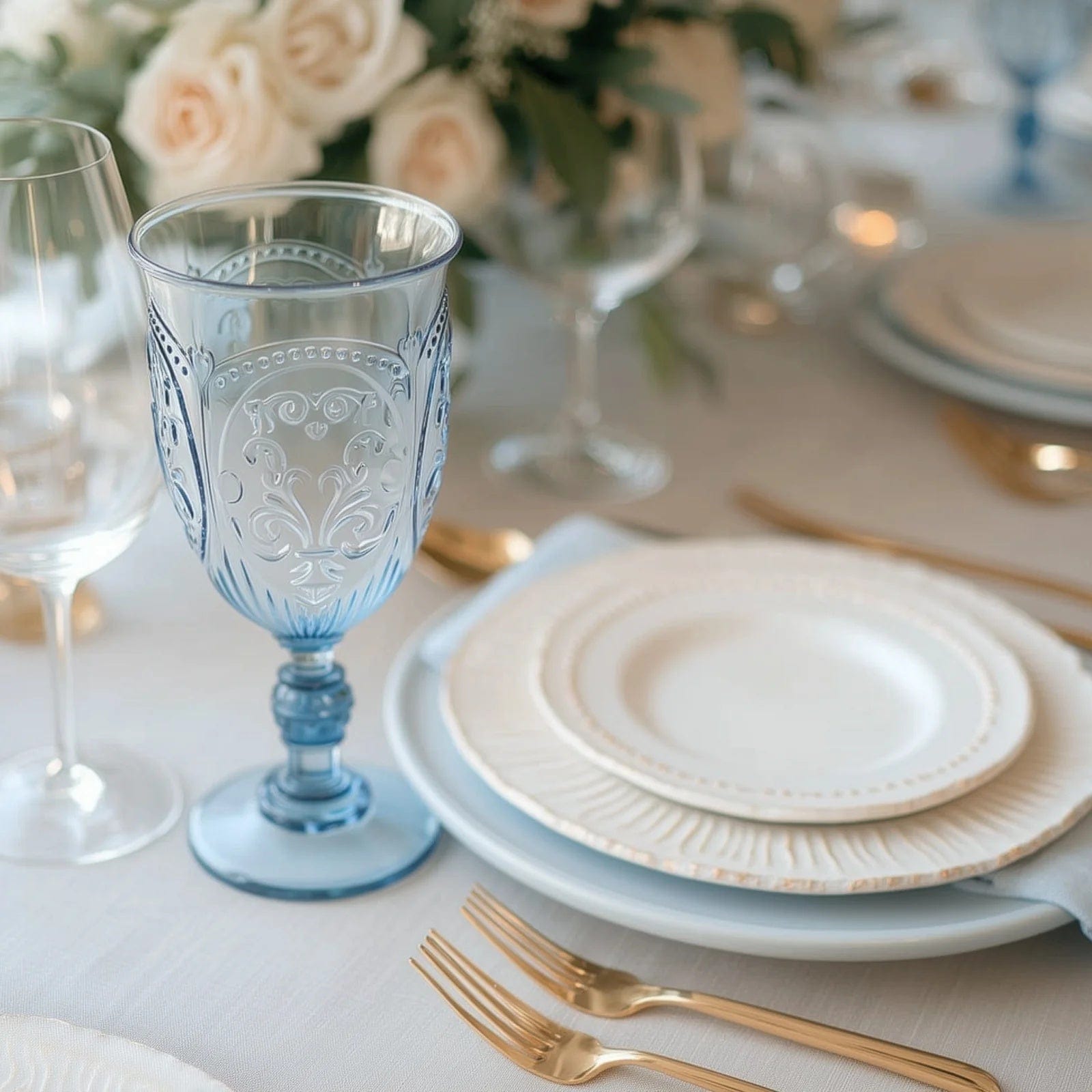 24 Transparent 10 oz Plastic Wine Glasses Retro Embossed Style