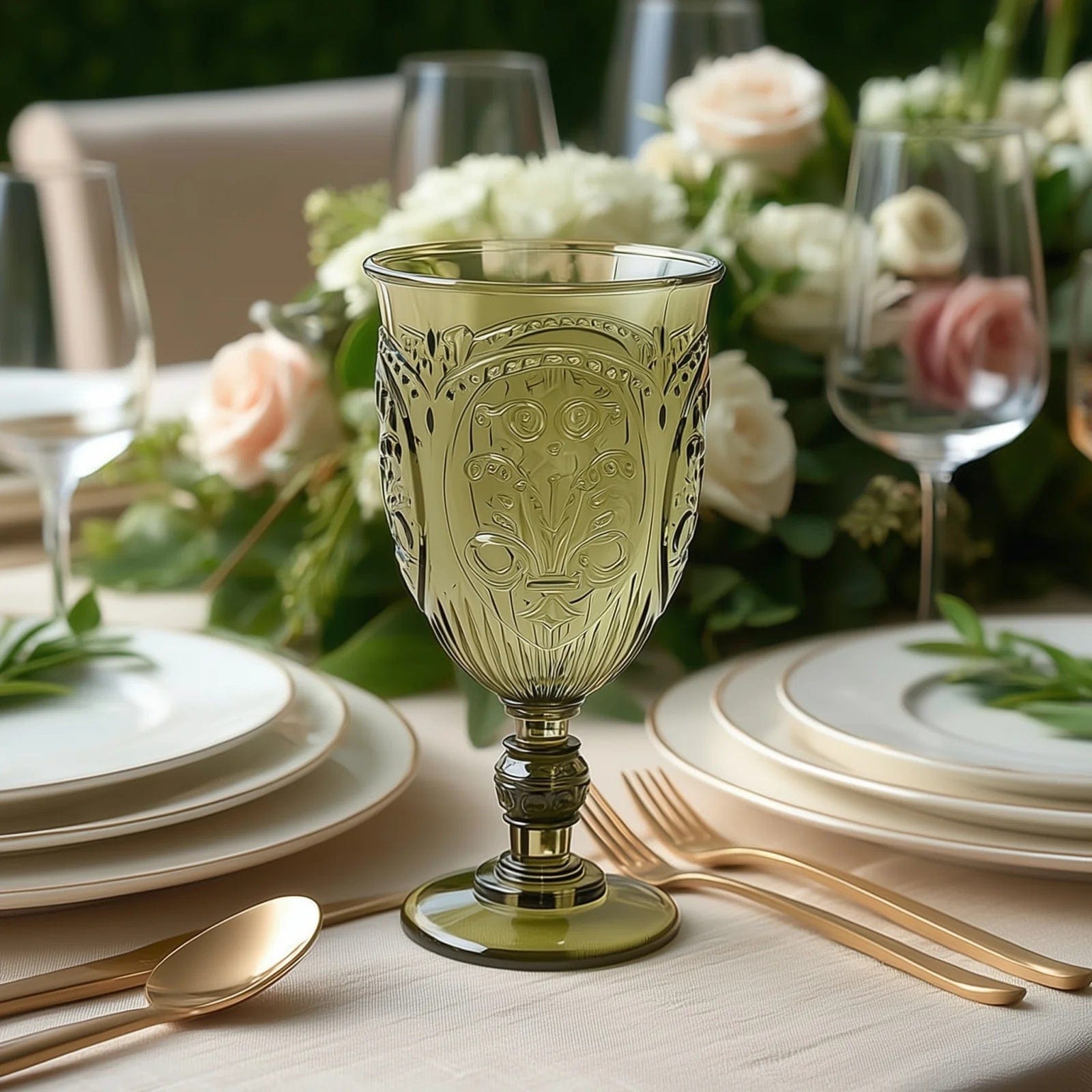 24 Transparent 10 oz Plastic Wine Glasses Retro Embossed Style