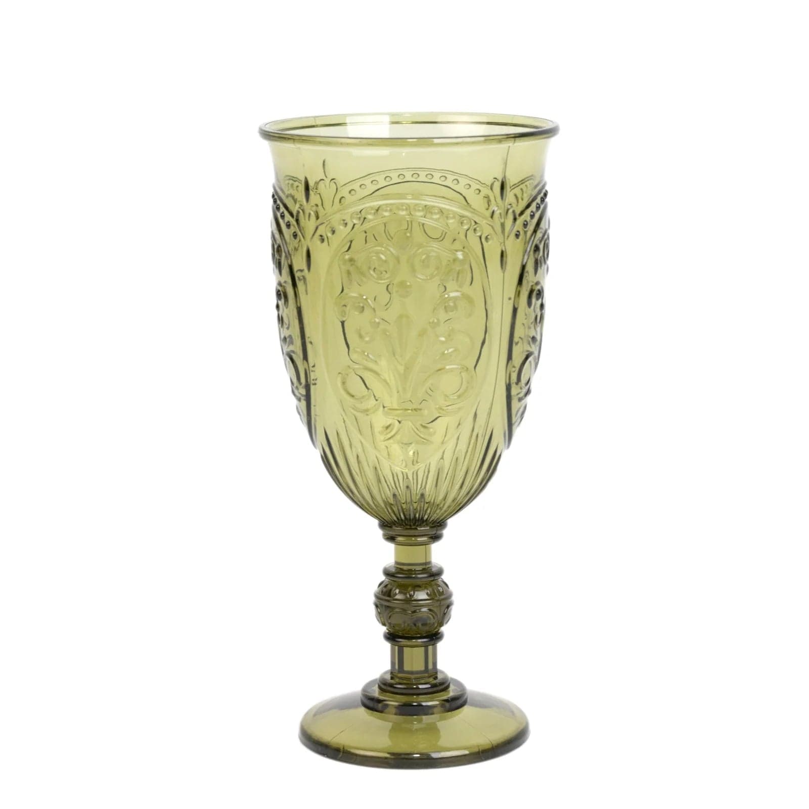 24 Transparent 10 oz Plastic Wine Glasses Retro Embossed Style