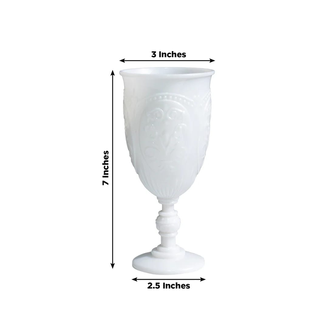 24 Transparent 10 oz Plastic Wine Glasses Retro Embossed Style