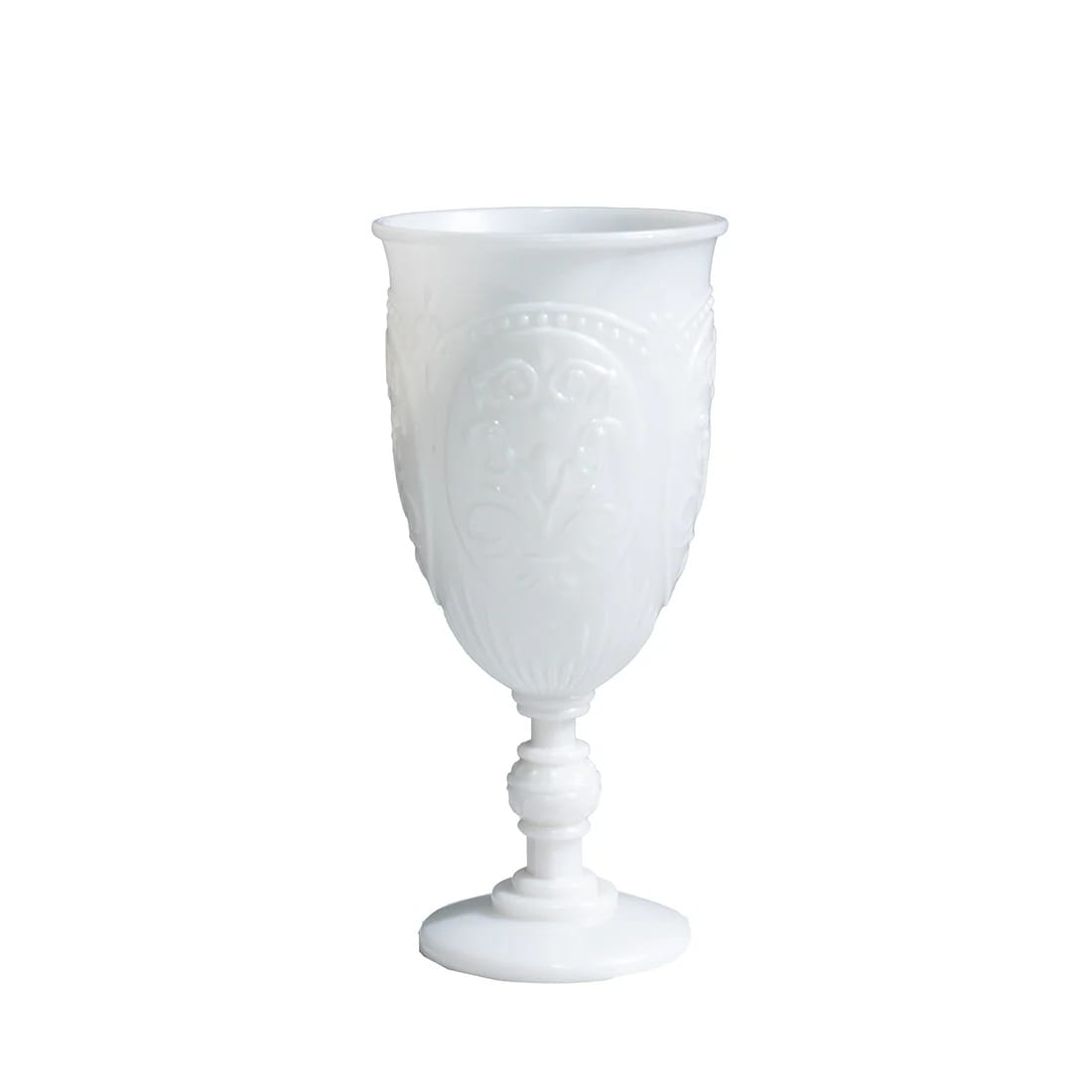 24 Transparent 10 oz Plastic Wine Glasses Retro Embossed Style