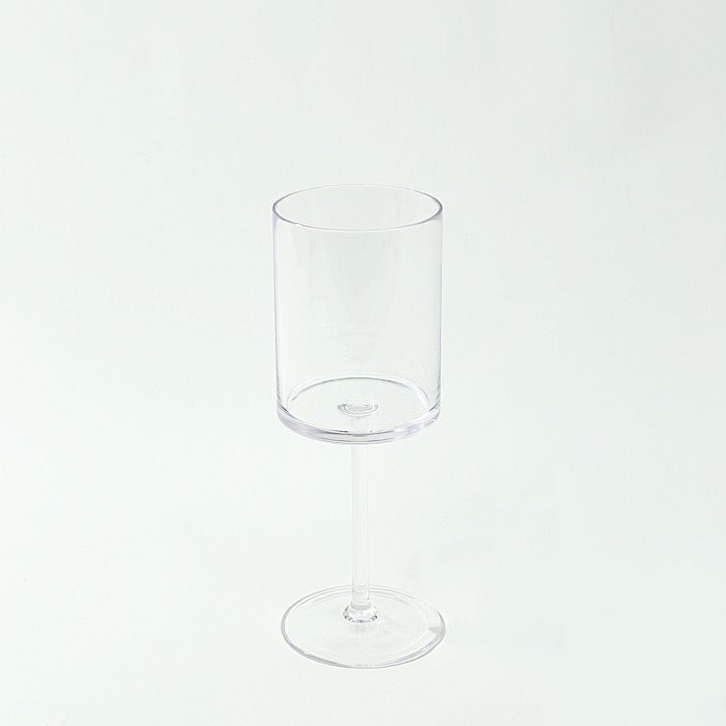 6 Clear 10 oz Plastic Cylindrical Wine Glasses with Long Stem