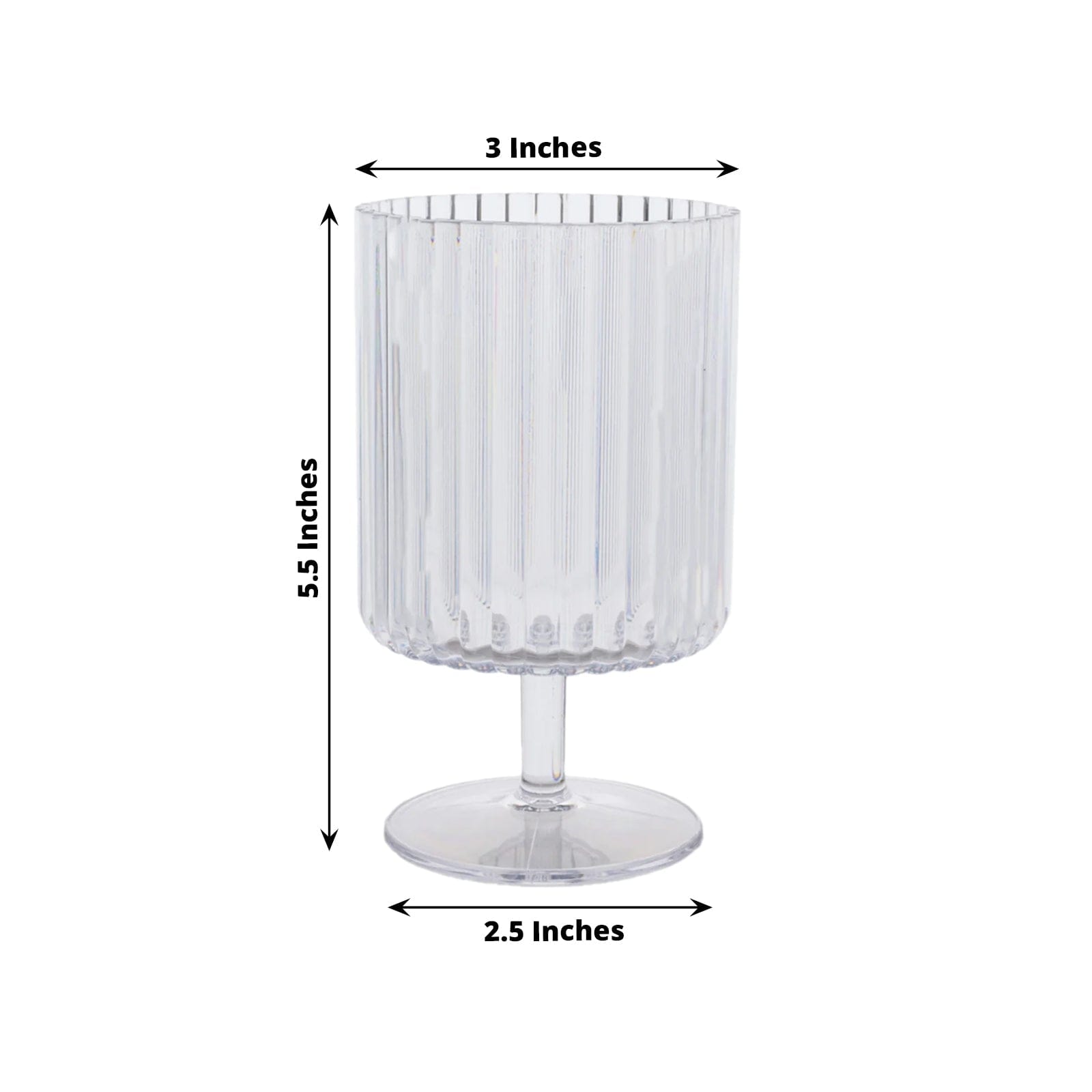 12 Pack 12 oz Plastic Wine Glasses Vintage Ribbed Pattern Short Stemmed