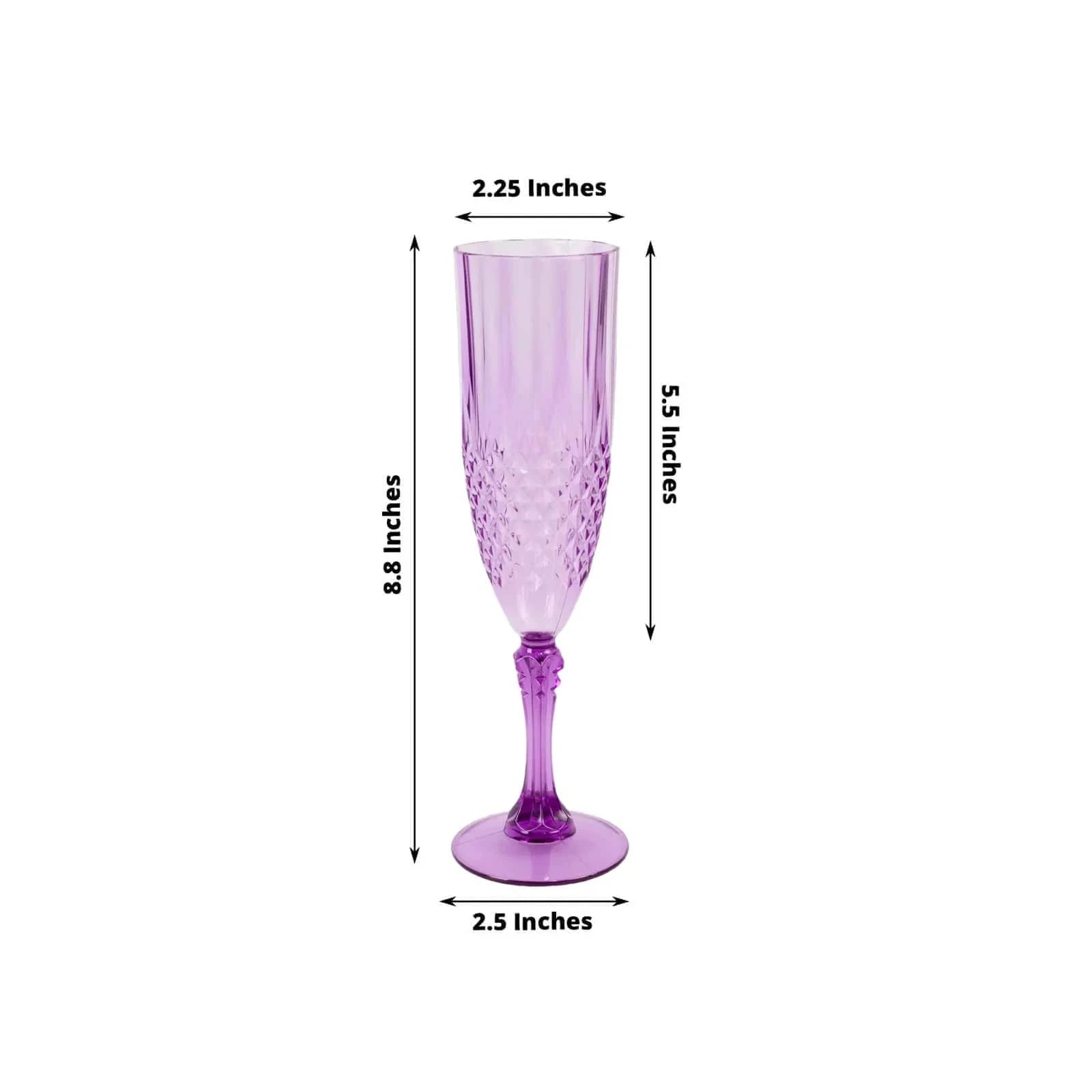 6 Clear 8 oz Crystal Disposable Plastic Party Champagne Flutes