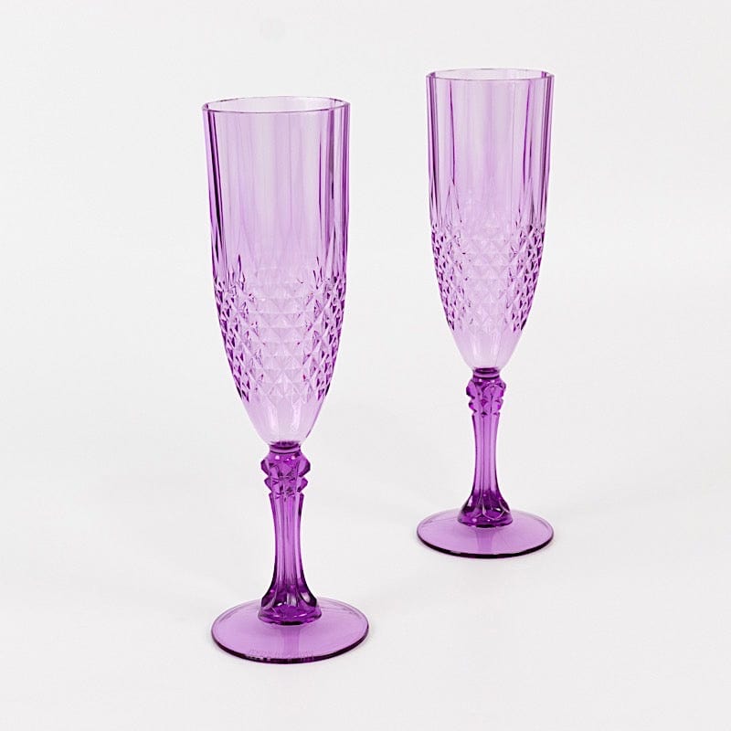 6 Clear 8 oz Crystal Disposable Plastic Party Champagne Flutes