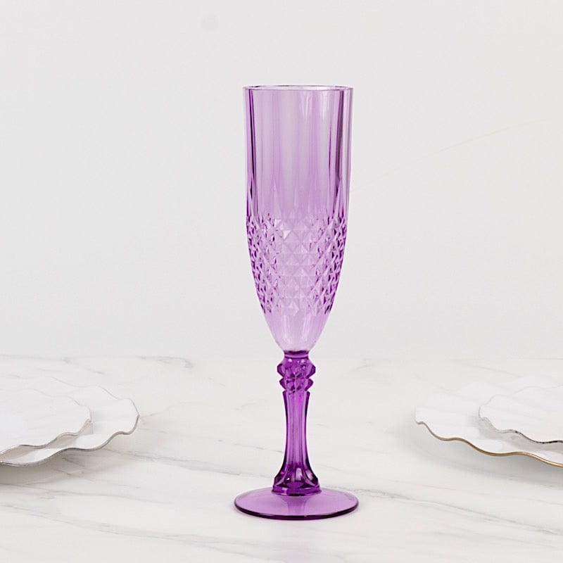 6 Clear 8 oz Crystal Disposable Plastic Party Champagne Flutes