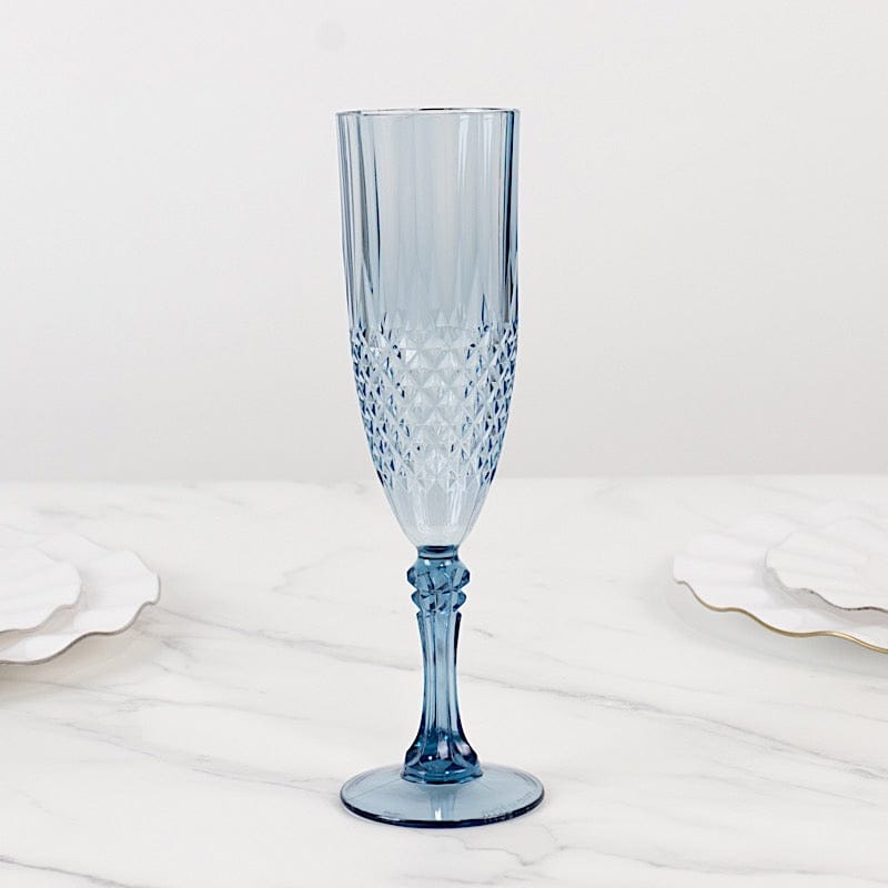 6 Clear 8 oz Crystal Disposable Plastic Party Champagne Flutes