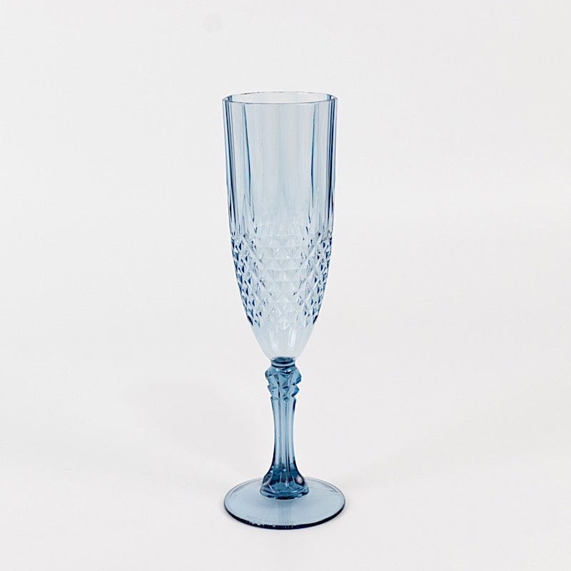 6 Clear 8 oz Crystal Disposable Plastic Party Champagne Flutes