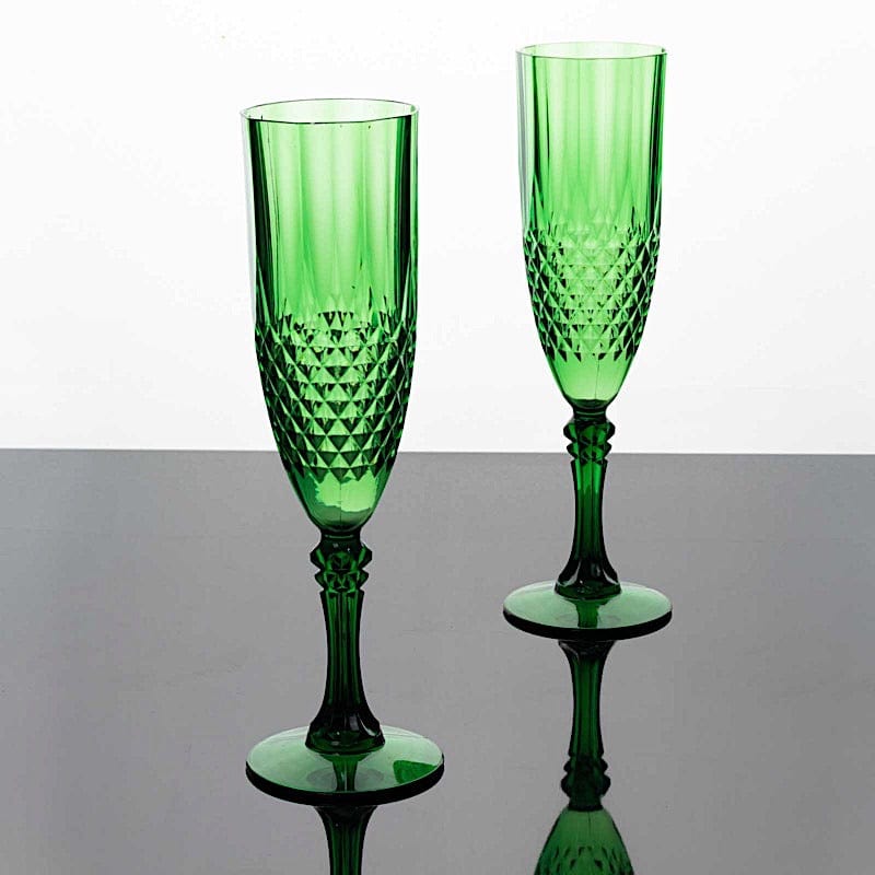 6 Clear 8 oz Crystal Disposable Plastic Party Champagne Flutes
