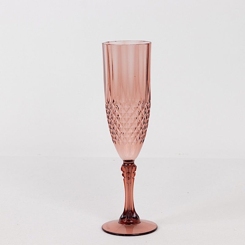 6 Clear 8 oz Crystal Disposable Plastic Party Champagne Flutes