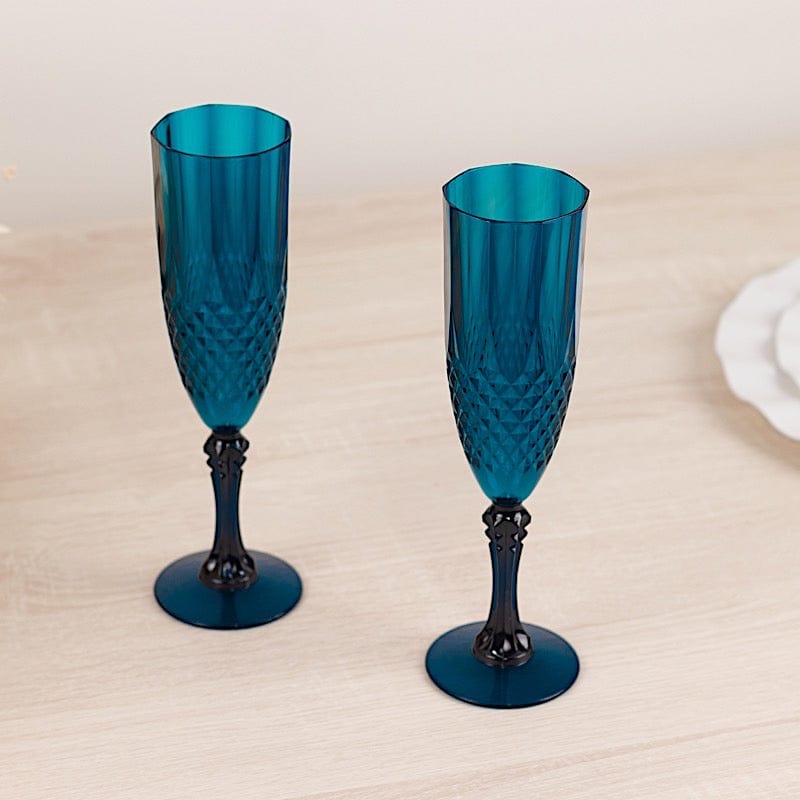 6 Clear 8 oz Crystal Disposable Plastic Party Champagne Flutes