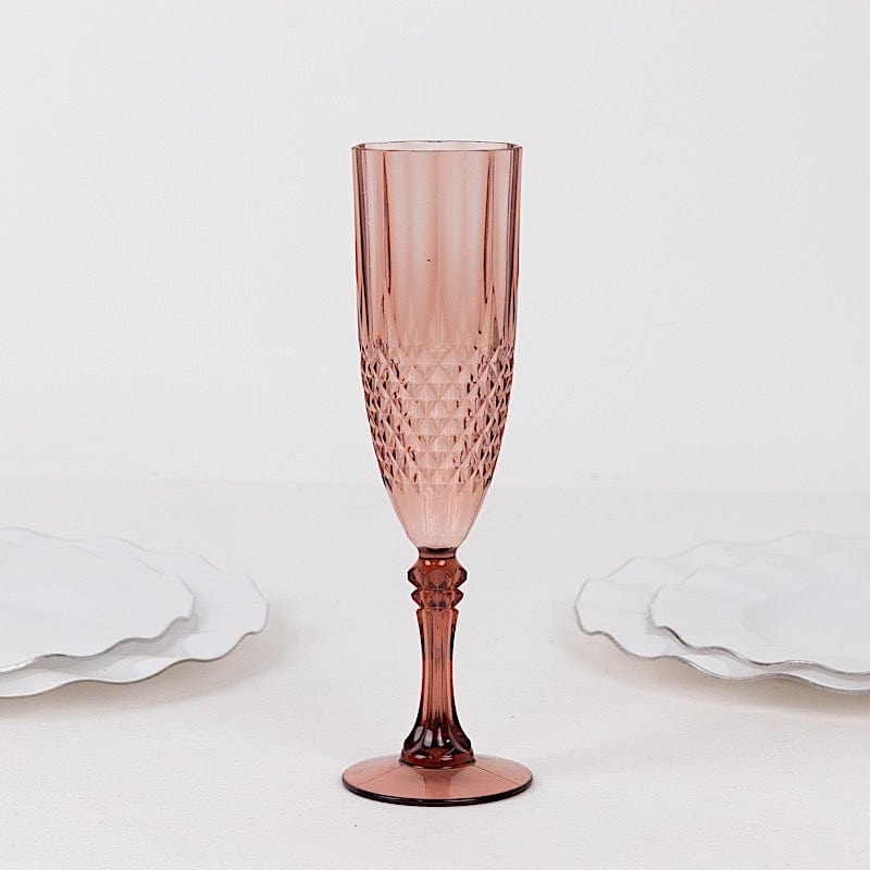 6 Clear 8 oz Crystal Disposable Plastic Party Champagne Flutes