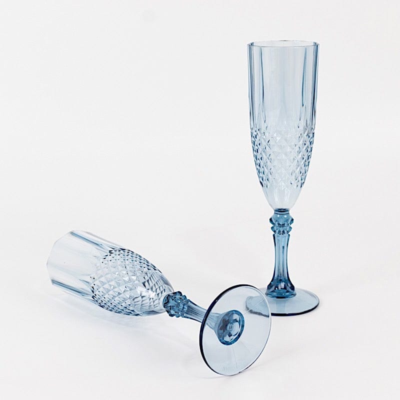 6 Clear 8 oz Crystal Disposable Plastic Party Champagne Flutes