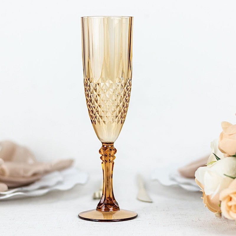 6 Clear 8 oz Crystal Disposable Plastic Party Champagne Flutes