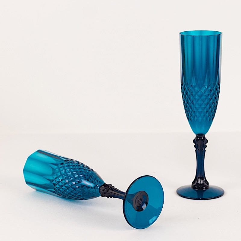 6 Clear 8 oz Crystal Disposable Plastic Party Champagne Flutes