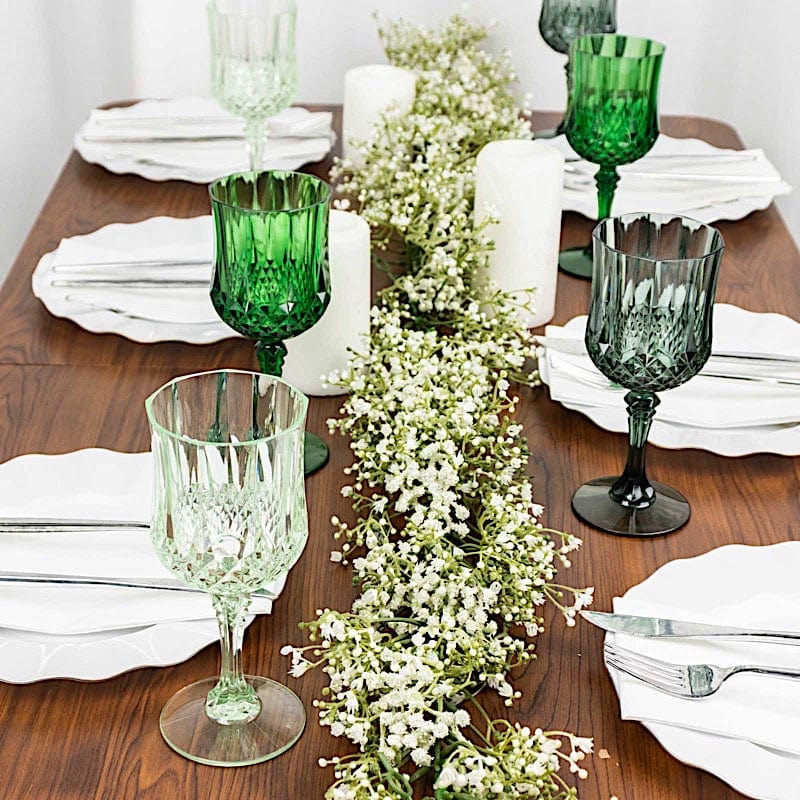 6 Disposable 8 oz Crystal Cut Goblets Plastic Wine Glasses