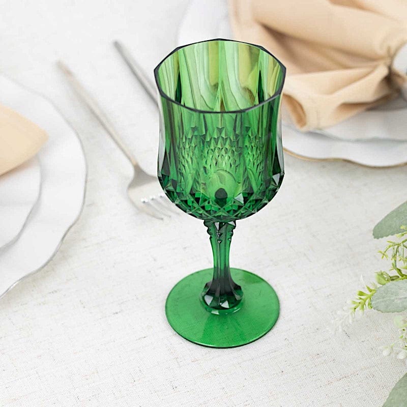 6 Disposable 8 oz Crystal Cut Goblets Plastic Wine Glasses