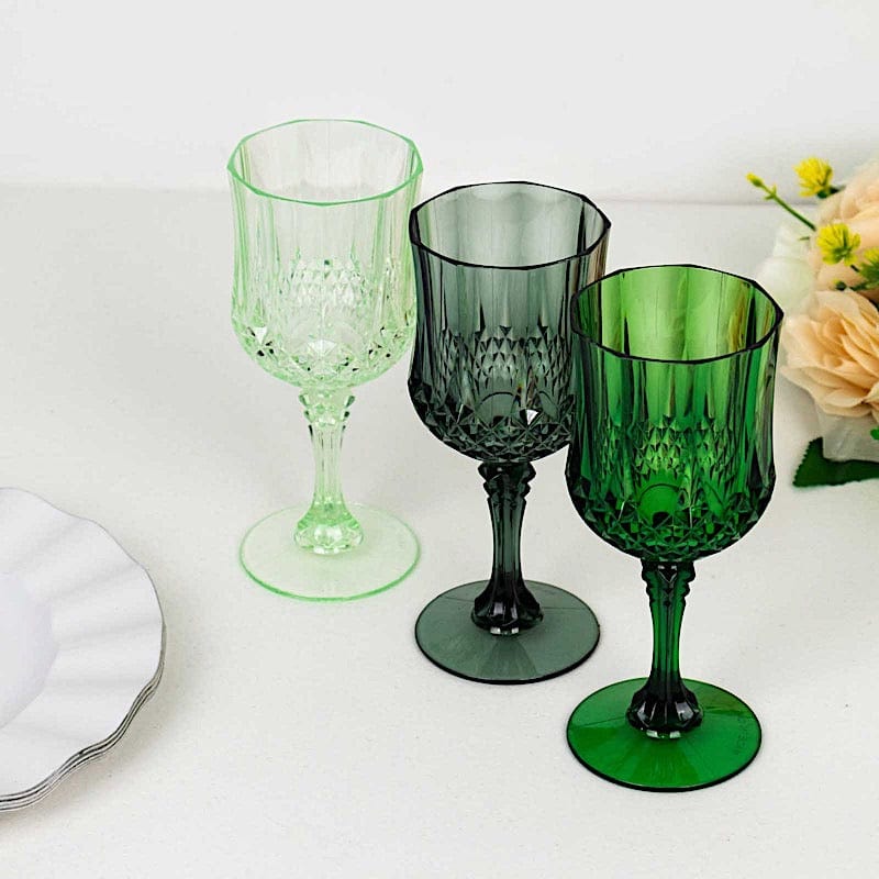 6 Disposable 8 oz Crystal Cut Goblets Plastic Wine Glasses