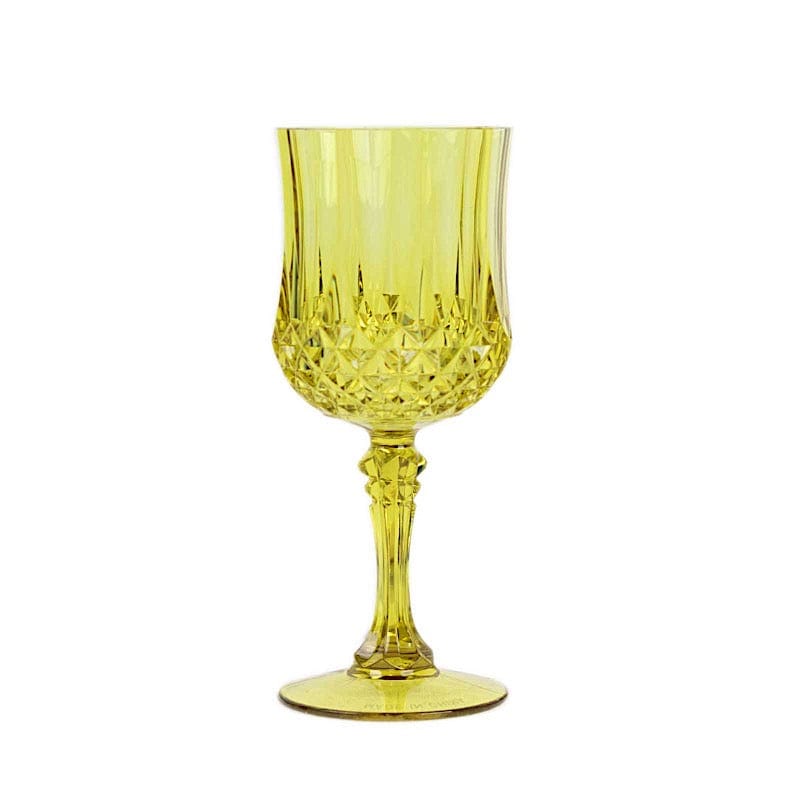 6 Disposable 8 oz Crystal Cut Goblets Plastic Wine Glasses
