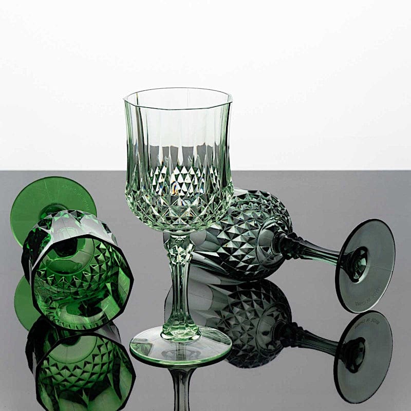 6 Disposable 8 oz Crystal Cut Goblets Plastic Wine Glasses