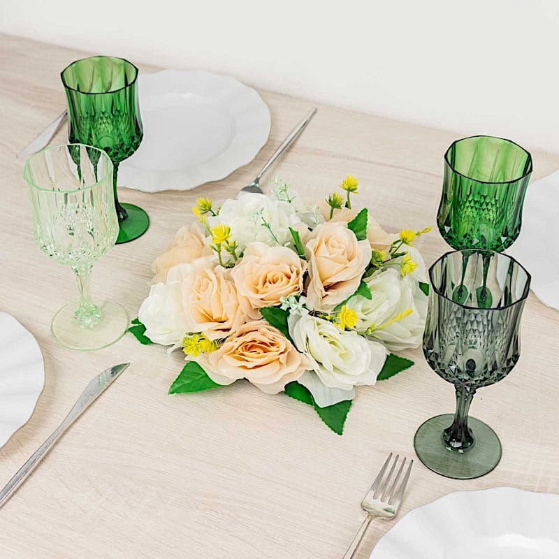 6 Disposable 8 oz Crystal Cut Goblets Plastic Wine Glasses