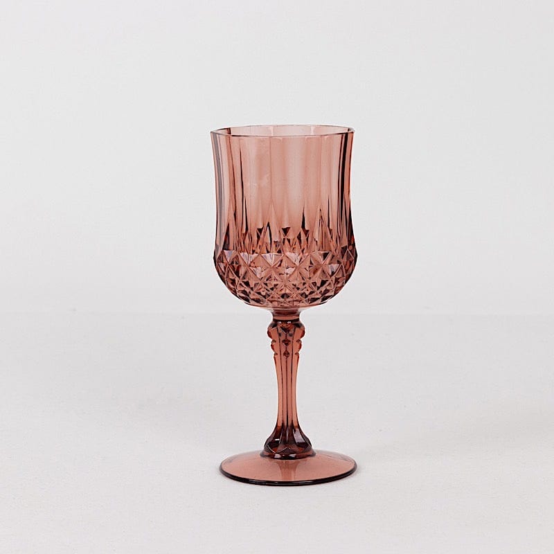 6 Disposable 8 oz Crystal Cut Goblets Plastic Wine Glasses