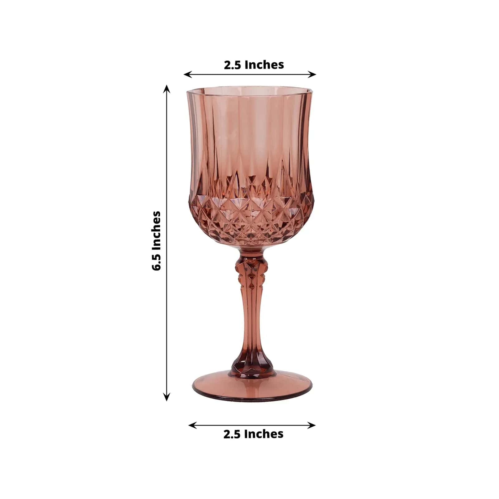 6 Disposable 8 oz Crystal Cut Goblets Plastic Wine Glasses