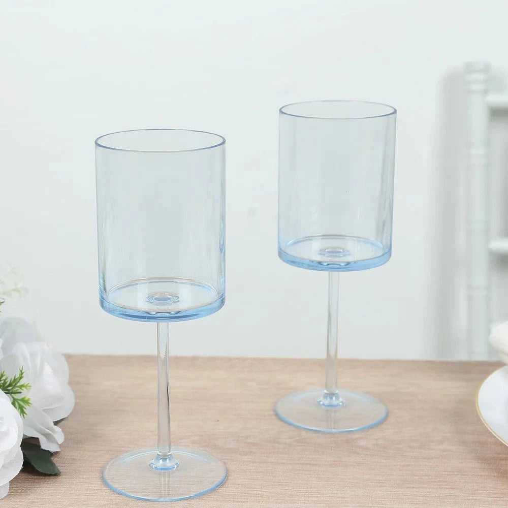 6 pack 10 oz Plastic Cylindrical Wine Glasses with Long Stem
