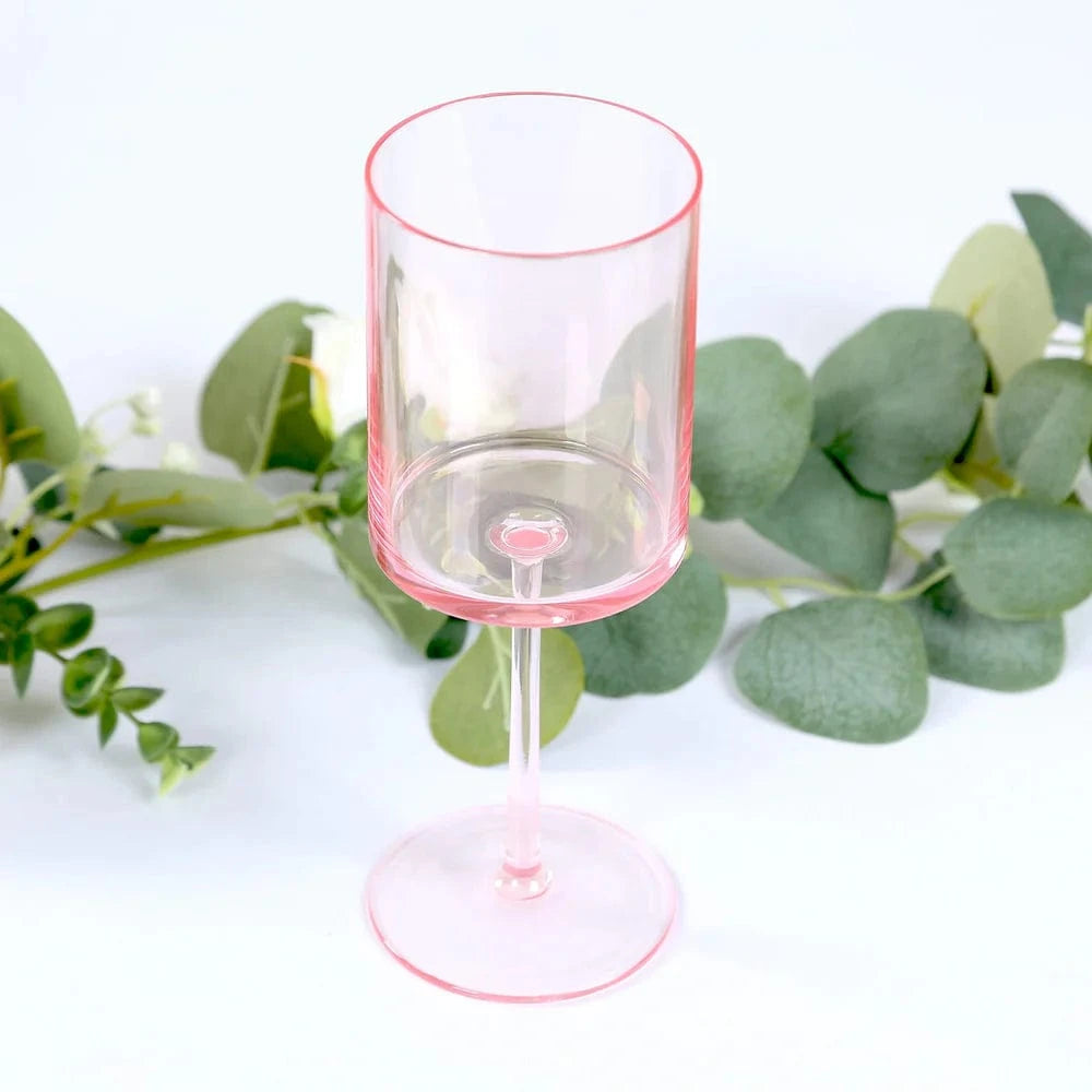 6 pack 10 oz Plastic Cylindrical Wine Glasses with Long Stem