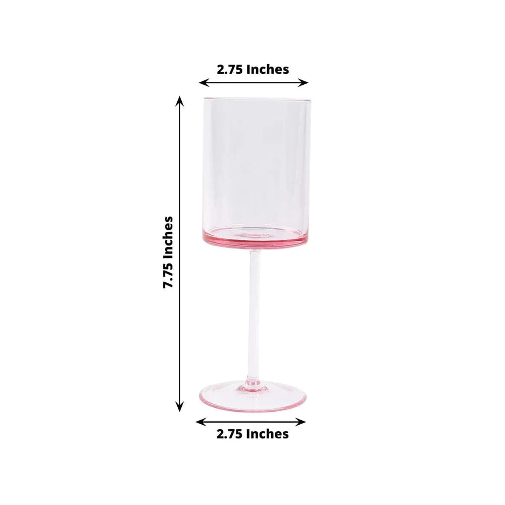 6 pack 10 oz Plastic Cylindrical Wine Glasses with Long Stem