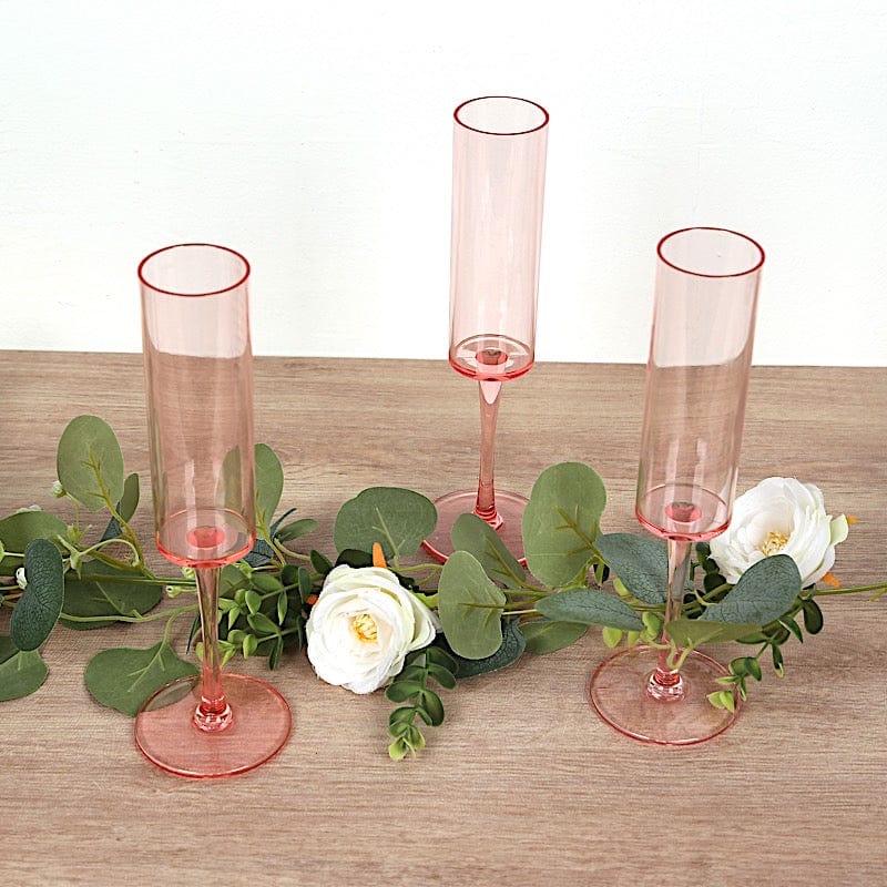 6 pcs 6 oz Cylindrical Reusable Plastic Champagne Flutes