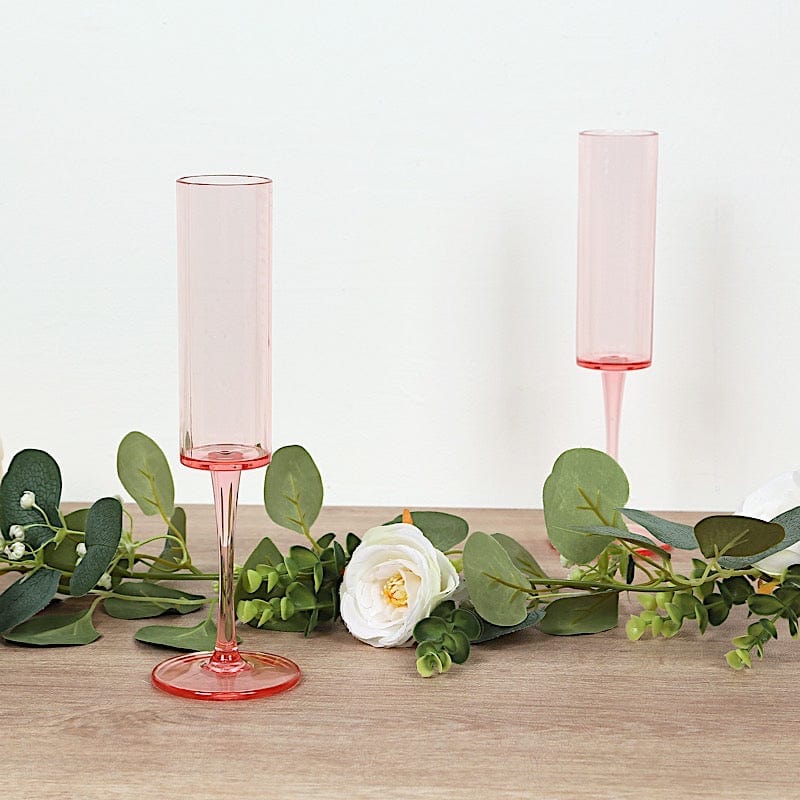 6 pcs 6 oz Cylindrical Reusable Plastic Champagne Flutes