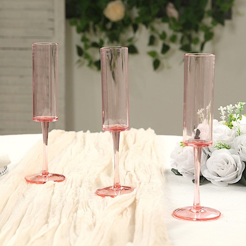 6 pcs 6 oz Cylindrical Reusable Plastic Champagne Flutes