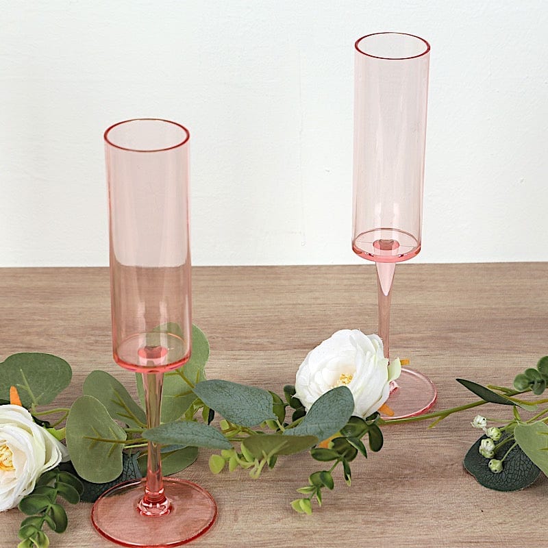 6 pcs 6 oz Cylindrical Reusable Plastic Champagne Flutes