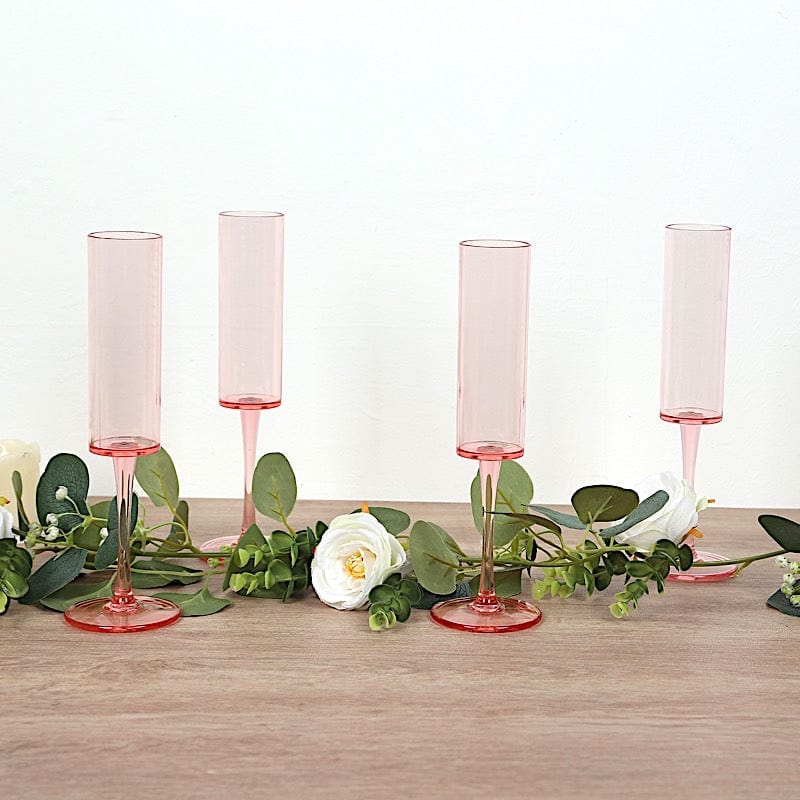 6 pcs 6 oz Cylindrical Reusable Plastic Champagne Flutes