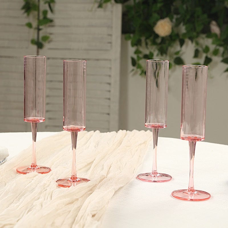 6 pcs 6 oz Cylindrical Reusable Plastic Champagne Flutes