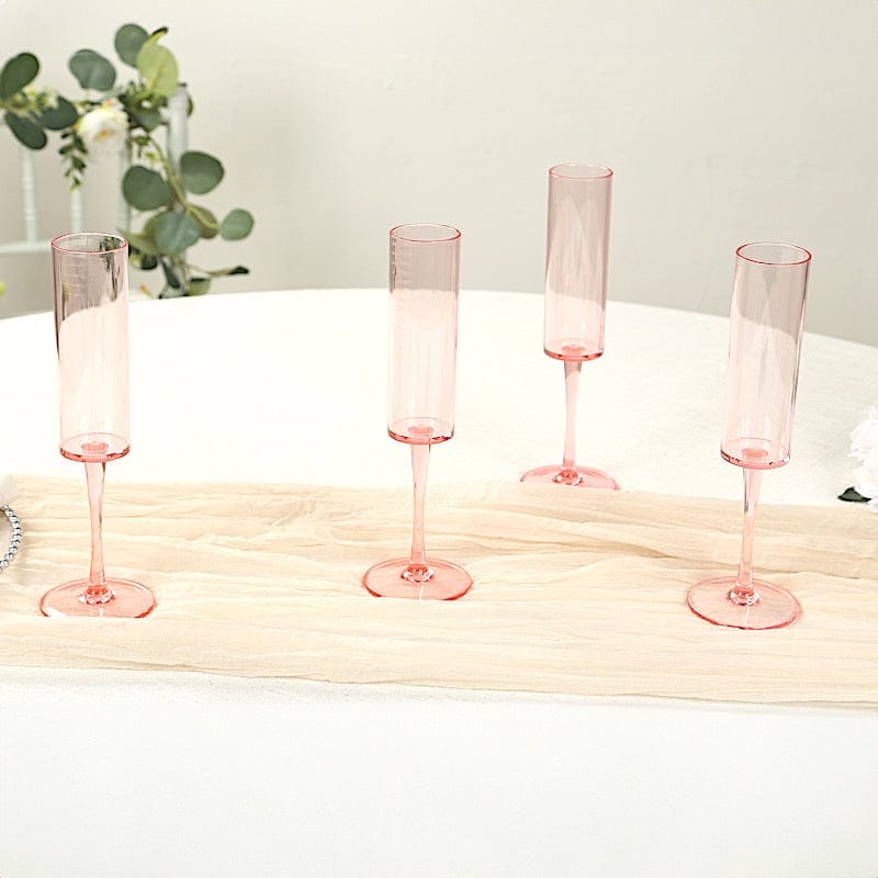 6 pcs 6 oz Cylindrical Reusable Plastic Champagne Flutes
