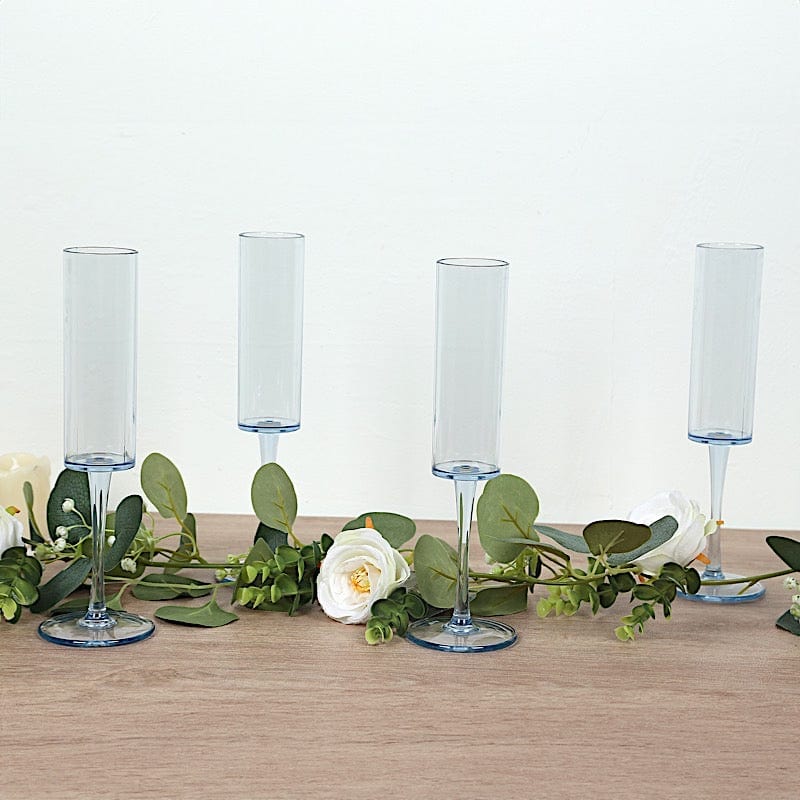 6 pcs 6 oz Cylindrical Reusable Plastic Champagne Flutes