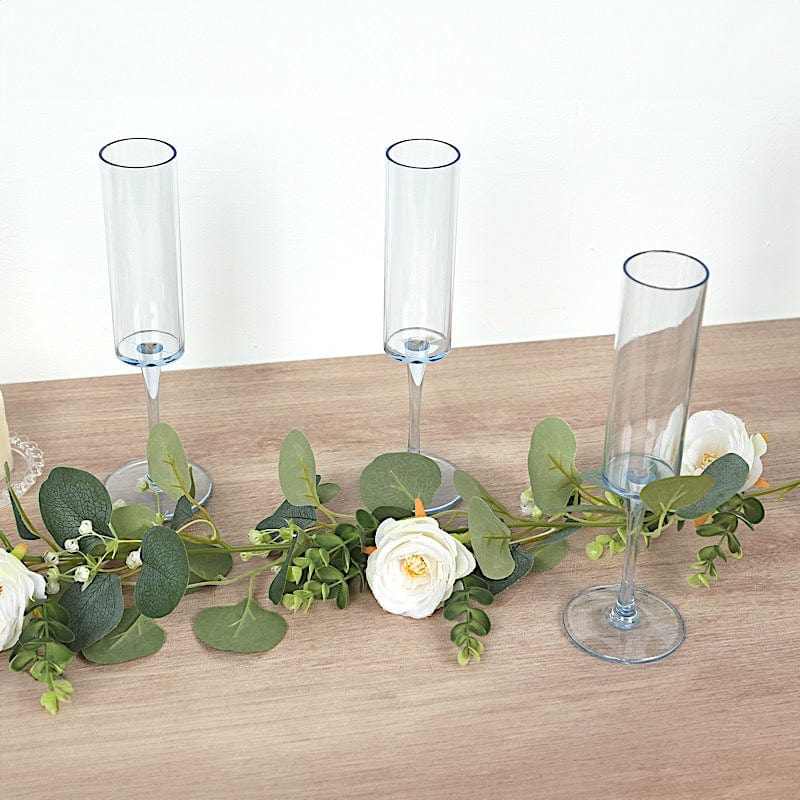 6 pcs 6 oz Cylindrical Reusable Plastic Champagne Flutes