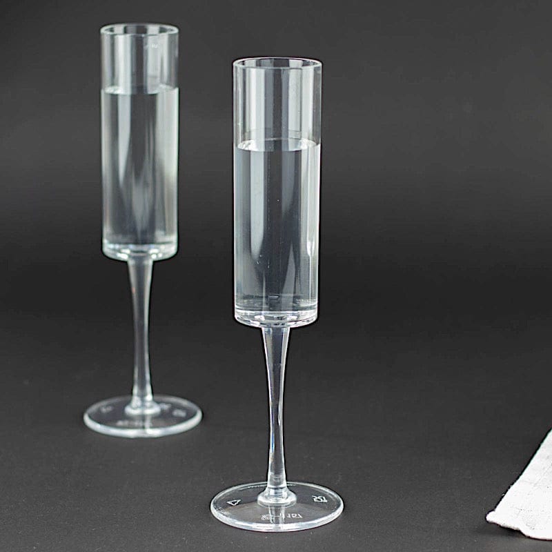 6 pcs 6 oz Cylindrical Reusable Plastic Champagne Flutes