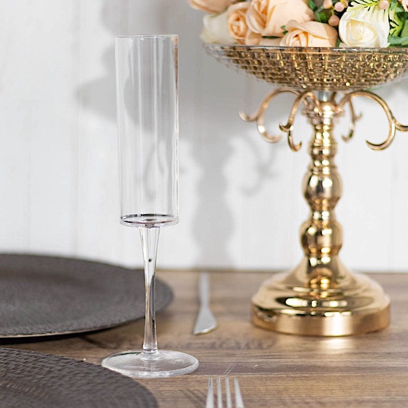 6 pcs 6 oz Cylindrical Reusable Plastic Champagne Flutes