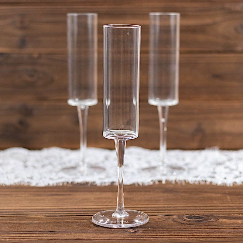 6 pcs 6 oz Cylindrical Reusable Plastic Champagne Flutes