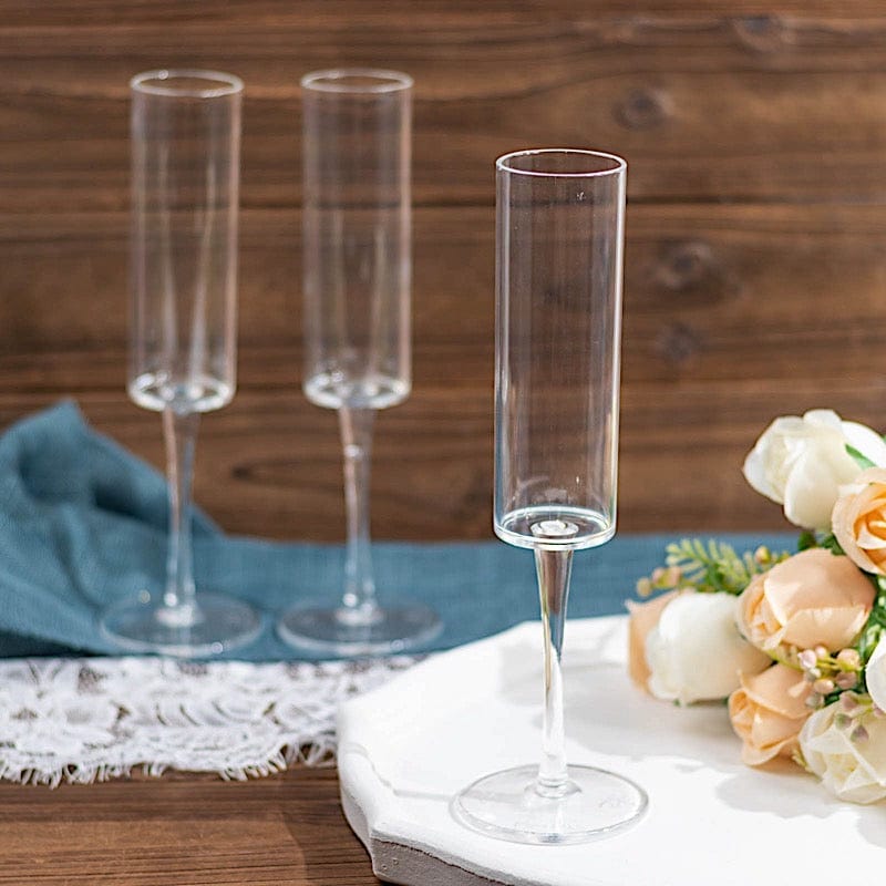 6 pcs 6 oz Cylindrical Reusable Plastic Champagne Flutes