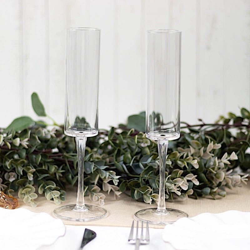 6 pcs 6 oz Cylindrical Reusable Plastic Champagne Flutes