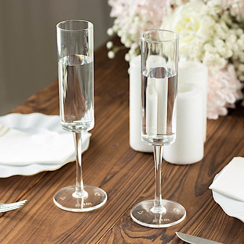 6 pcs 6 oz Cylindrical Reusable Plastic Champagne Flutes