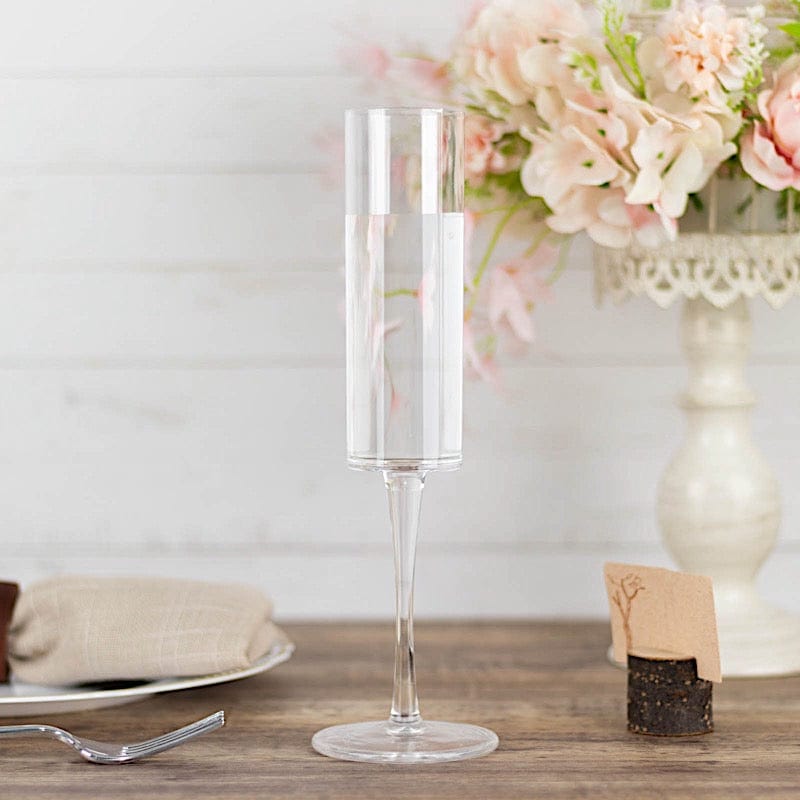 6 pcs 6 oz Cylindrical Reusable Plastic Champagne Flutes