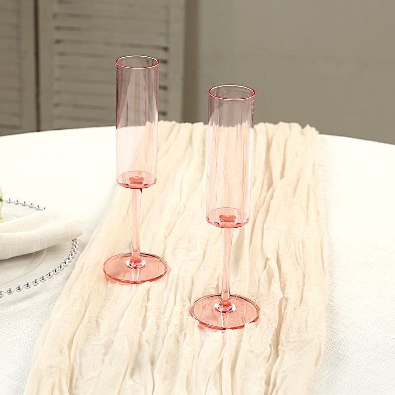 6 pcs 6 oz Cylindrical Reusable Plastic Champagne Flutes