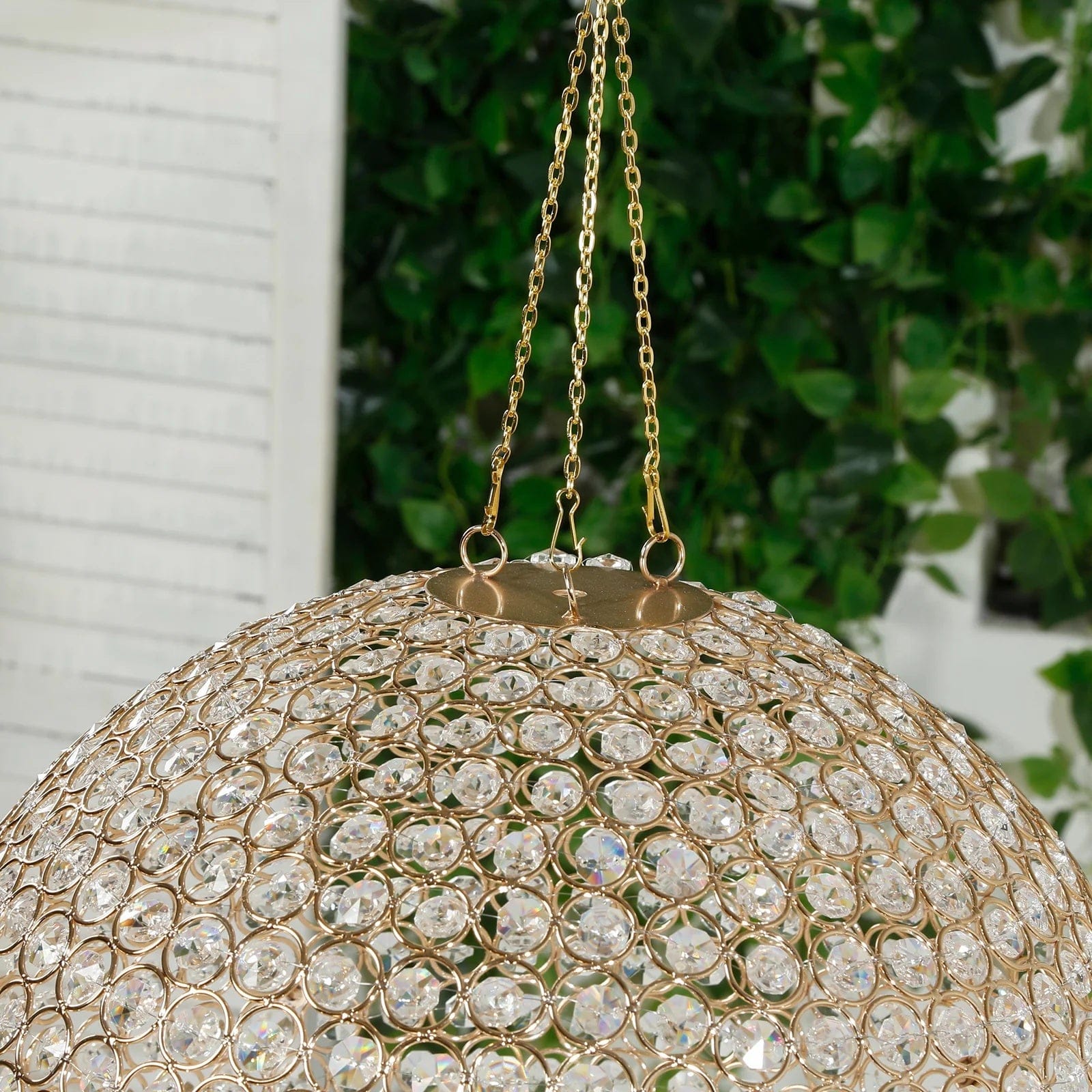 16 in Hanging Crystal Beaded Ball Chandelier with Metal Hook and Chain