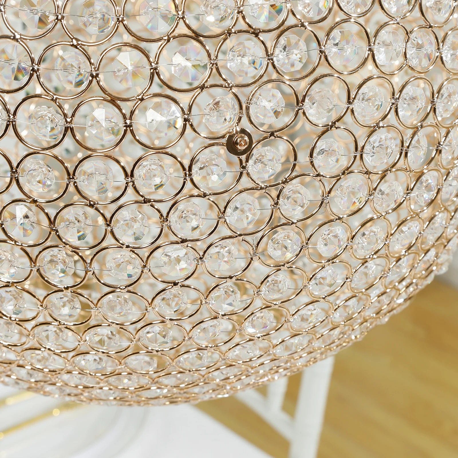 16 in Hanging Crystal Beaded Ball Chandelier with Metal Hook and Chain