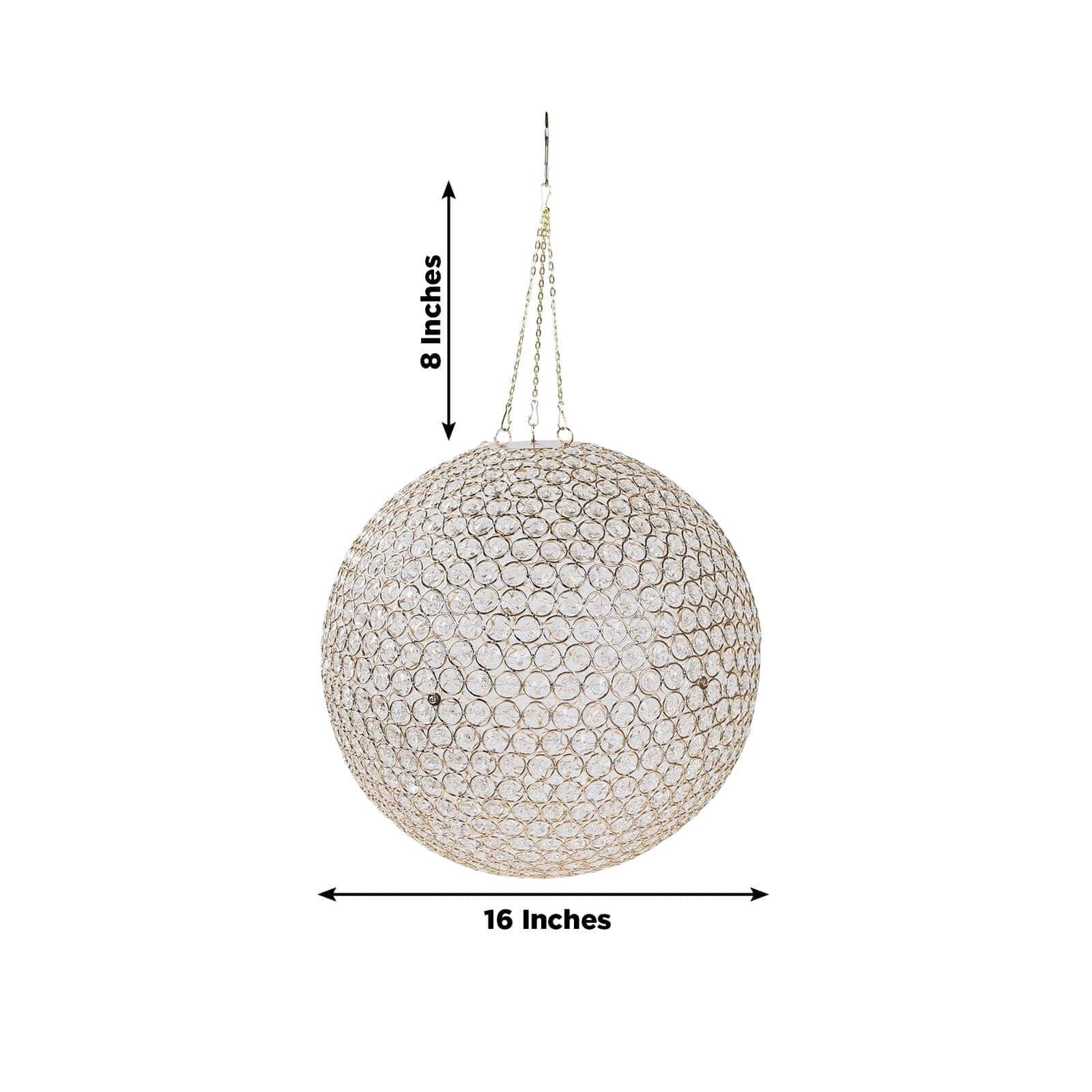 16 in Hanging Crystal Beaded Ball Chandelier with Metal Hook and Chain